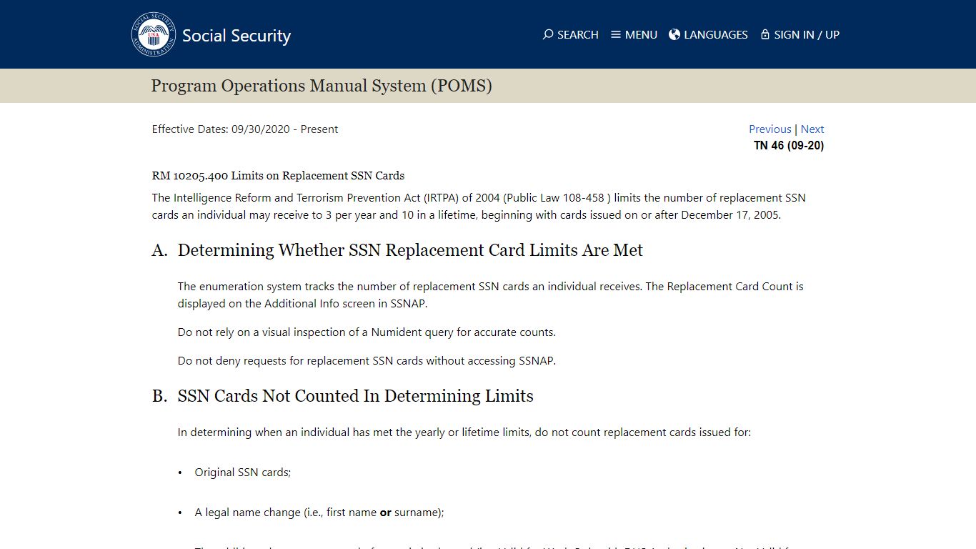 Limits on Replacement SSN Cards - Social Security Administration
